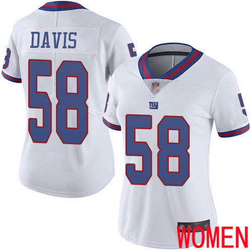 Women New York Giants 58 Tae Davis Limited White Rush Vapor Untouchable Football NFL Jersey